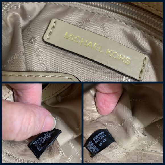 MICHAEL KORS Spacious Large BISQUE Beige Pebbled Leather LENOX Shoulder Tote - Picture 14 of 16